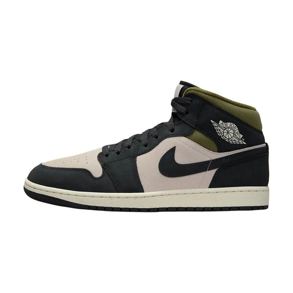 Jordan Air Jordan 1 Mid top Vintage Basketball Shoes Beige Black Green