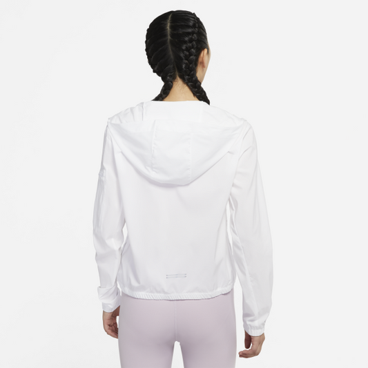 Nike Women'ss Logo Running Hooded Jacket White - View 2