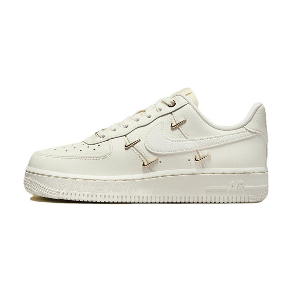 Nike Air Force 1 Mini Gold Cow Split Leather Cushioning Low top Skateboard Shoes White Gold
