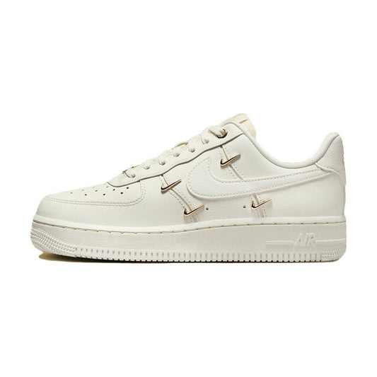 Nike Air Force 1 Mini Gold Cow Split Leather Cushioning Low top Skateboard Shoes White Gold — Rescued #1