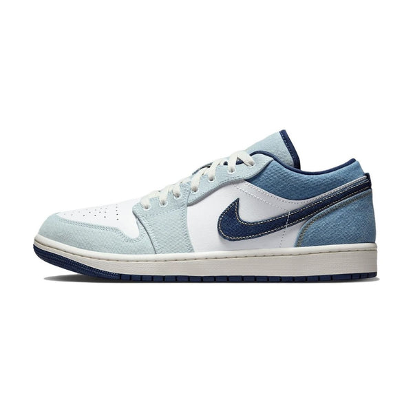 Jordan Air Jordan 1 Denim Patchwork Cushioning Low top Vintage Basketball Shoes Blue White
