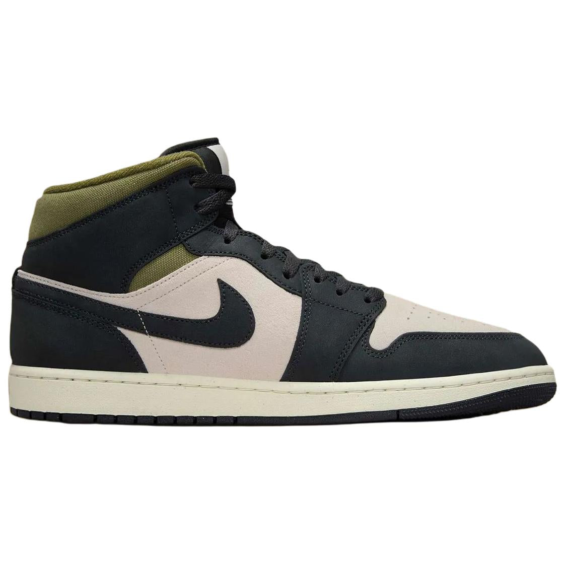 Jordan Air Jordan 1 Mid top Vintage Basketball Shoes Beige Black Green — Rescued #1