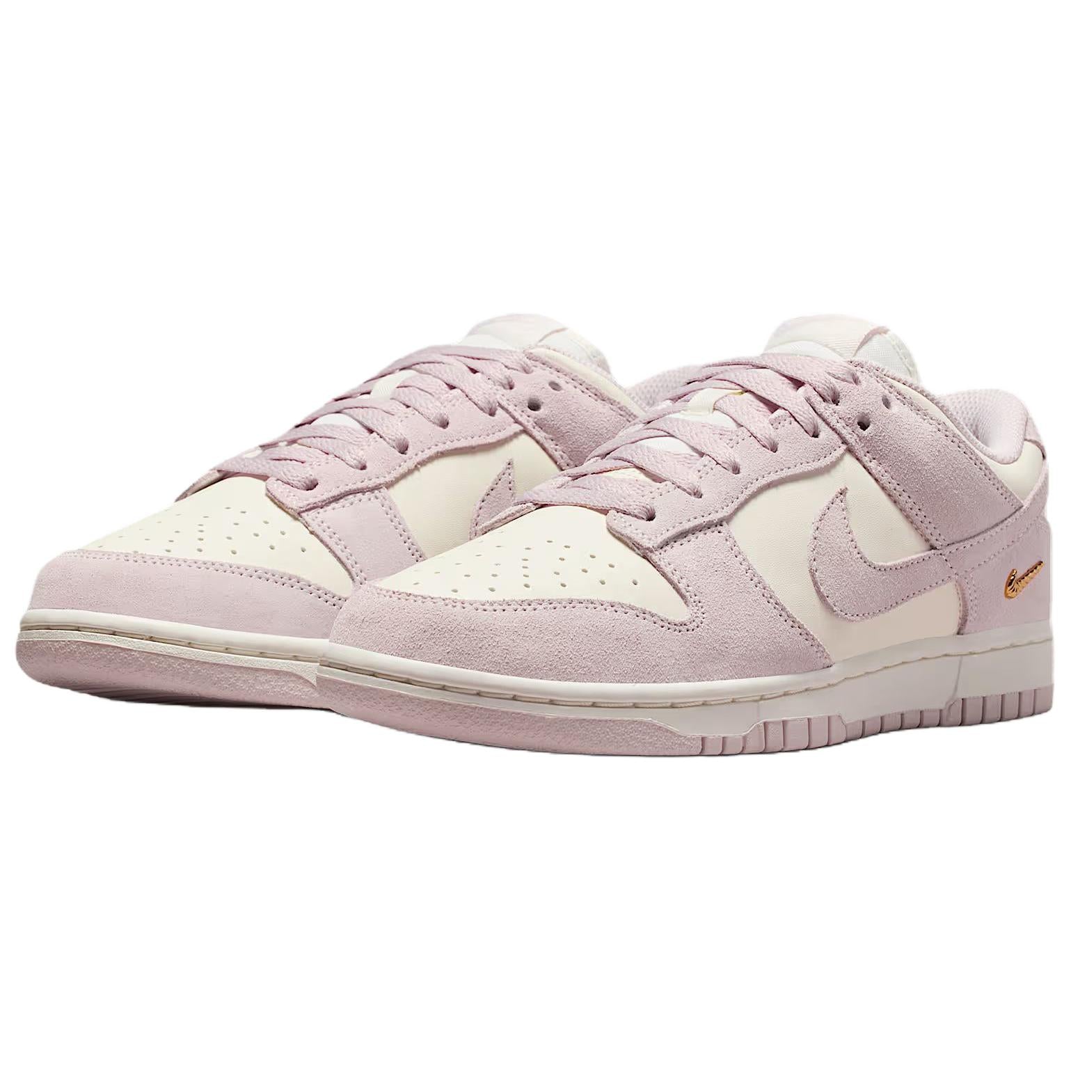 Nike Dunk Synthetic Leather, Leather Cushioning Low top Skateboard Shoes White Pink — Rescued #1