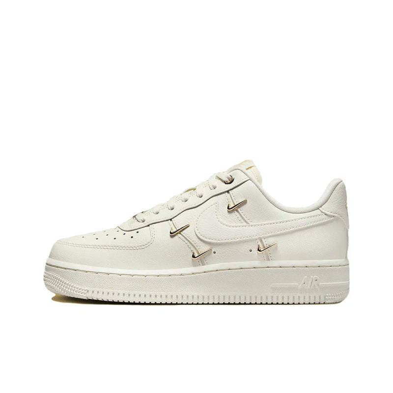 Nike Air Force 1 Mini Gold Cow Split Leather Cushioning Low top Skateboard Shoes White Gold — Rescued #1