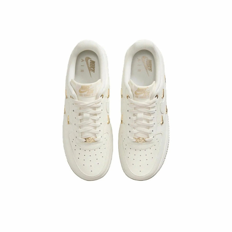 Nike Air Force 1 Mini Gold Cow Split Leather Cushioning Low top Skateboard Shoes White Gold — Rescued #1