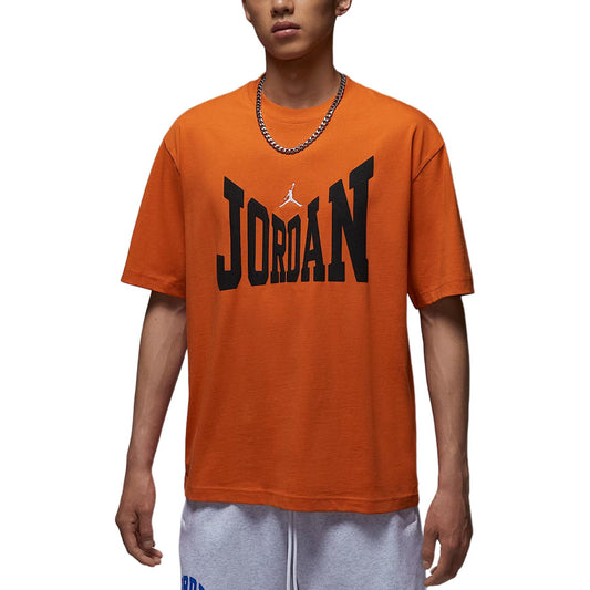 Jordan Brooklyn T Shirts Men's Seastar Orange/Sail White Crew Neck Moderate