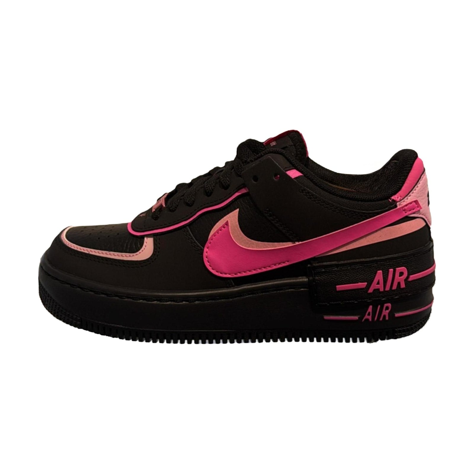 Nike AF1 Shadow Synthetic Leather, Split Cow Leather Skateboard Shoes Black Pink — Rescued #1