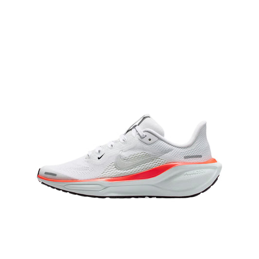 Nike Pegasus 41 Kids' Running Shoes White With A Hint Of Green Bright Dark Red Metallic Silver Teenagers