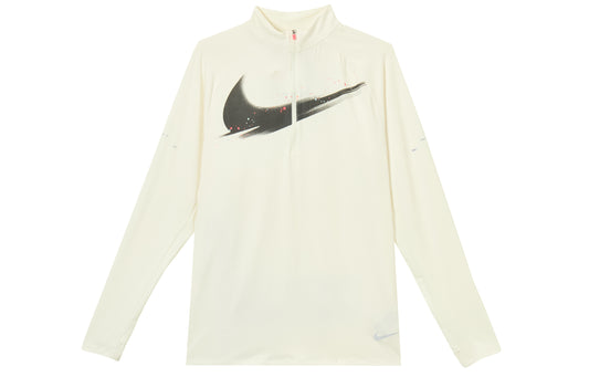 Nike Dri Fit T Shirts Men's Ecru Stand Collar Moderate Straight Fit