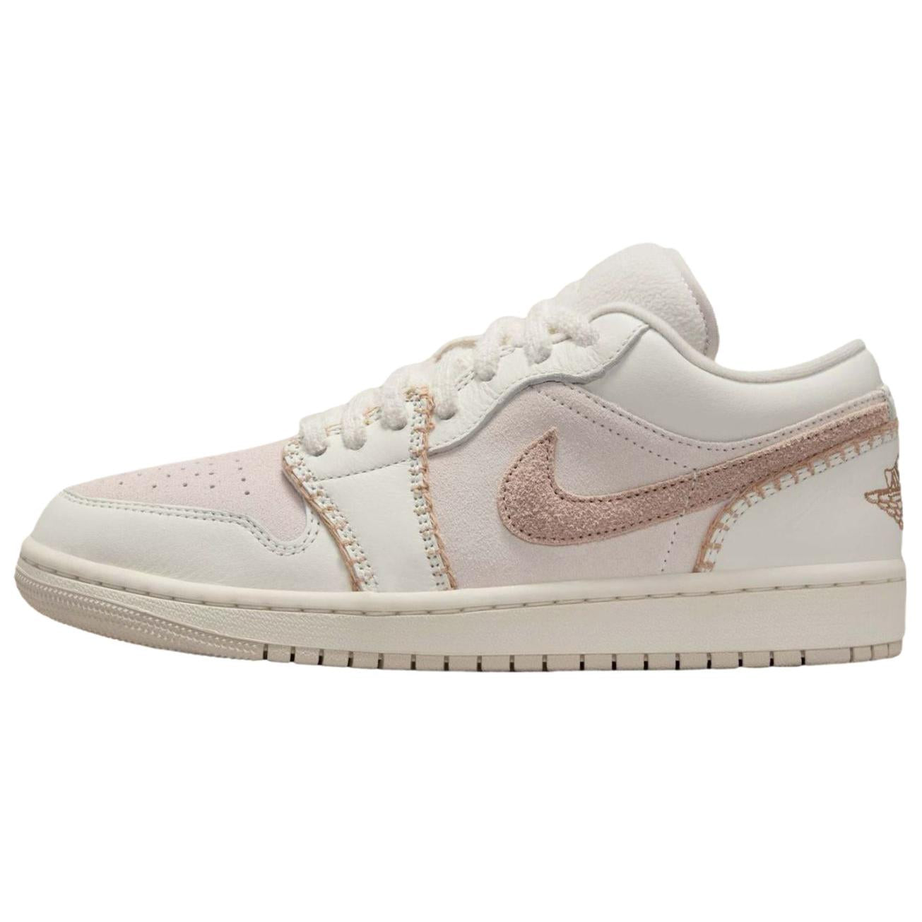 Jordan Air Jordan 1 Leather Breathable Low top Vintage Basketball Shoes Beige