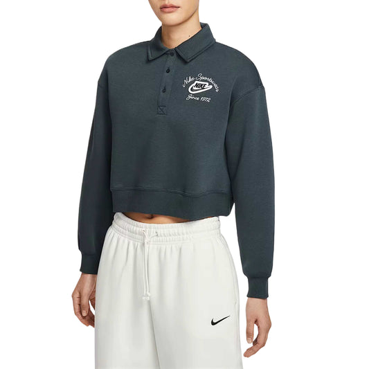 Nike Sweatshirts Women's Seaweed Polo Collar Moderate