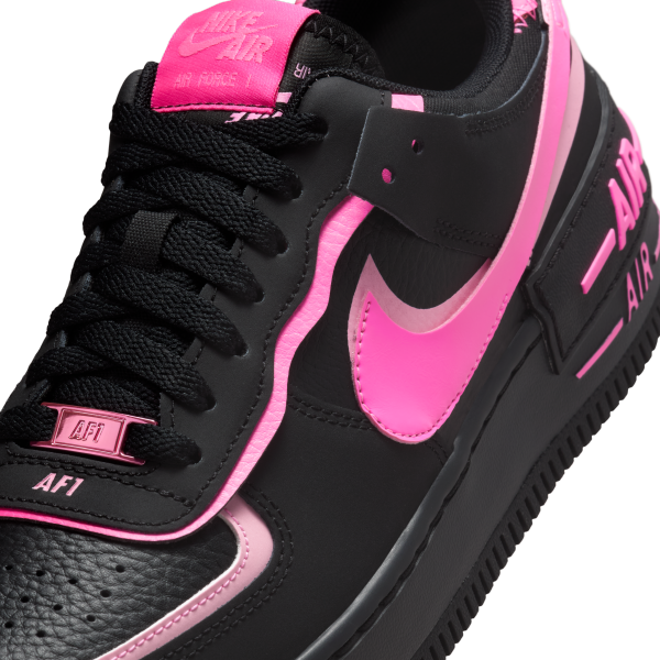 Nike AF1 Shadow Synthetic Leather, Split Cow Leather Skateboard Shoes Black Pink — Rescued #1