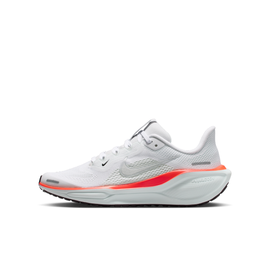 Nike Pegasus 41 Kids' Running Shoes White With A Hint Of Green Bright Dark Red Metallic Silver Teenagers - View 1