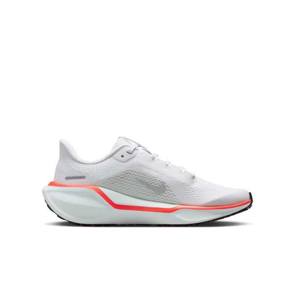 Nike Pegasus 41 Kids' Running Shoes White With A Hint Of Green Bright Dark Red Metallic Silver Teenagers - View 3