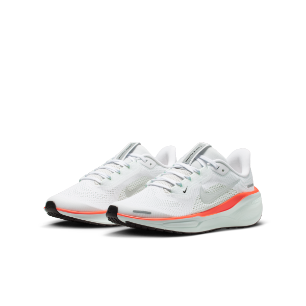 Nike Pegasus 41 Kids' Running Shoes White With A Hint Of Green Bright Dark Red Metallic Silver Teenagers - View 5