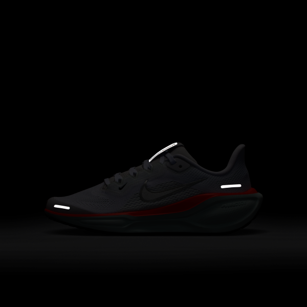 Nike Pegasus 41 Kids' Running Shoes White With A Hint Of Green Bright Dark Red Metallic Silver Teenagers - View 9