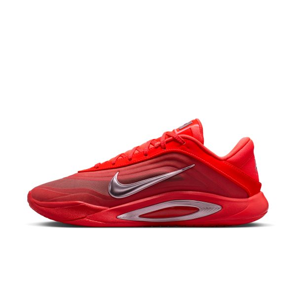 Nike A'One Breathable Basketball Shoes Unisex Red Silver - View 1