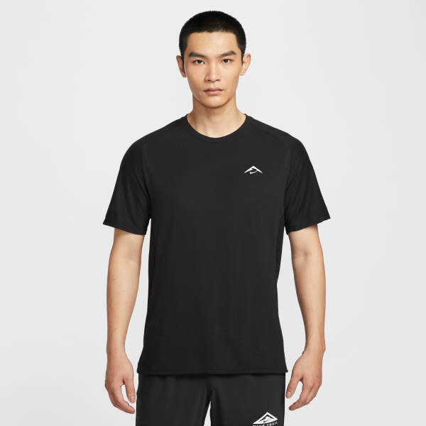 Nike Dri FIT Trail Solar Chase Running T Shirt Men's Black/Peak White - View 1