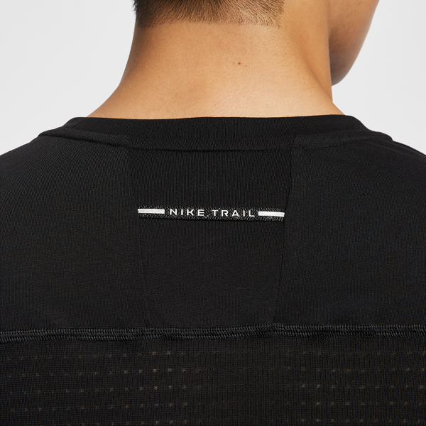 Nike Dri FIT Trail Solar Chase Running T Shirt Men's Black/Peak White - View 7