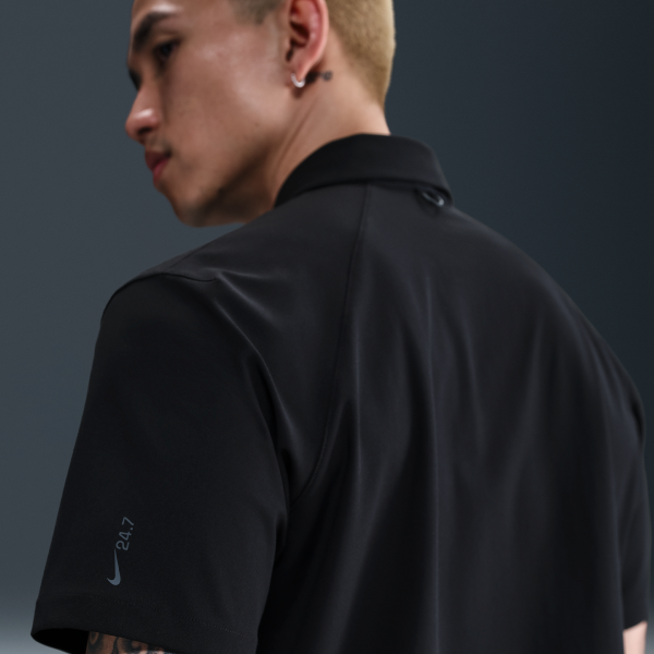 Nike Dri Fit Shirts Men's Black Lapel Moderate Shirt - View 2