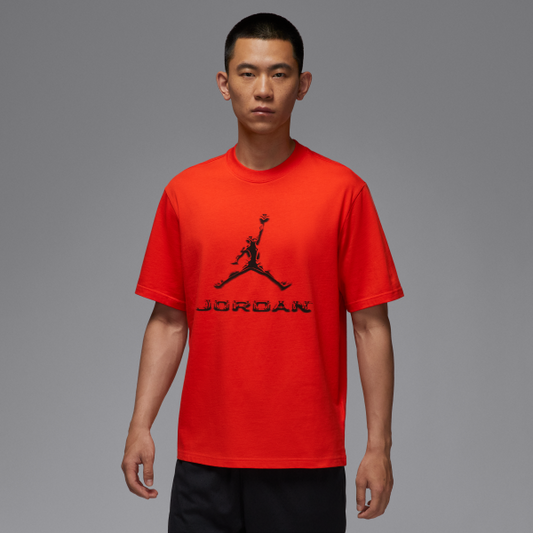 Jordan T Shirts Men's Orange Red Crew Neck Moderate - View 1