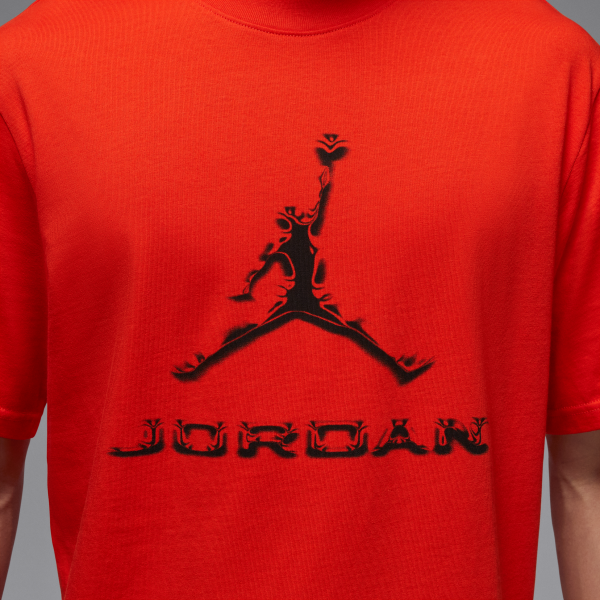 Jordan T Shirts Men's Orange Red Crew Neck Moderate - View 4