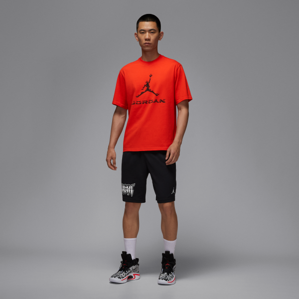 Jordan T Shirts Men's Orange Red Crew Neck Moderate - View 5