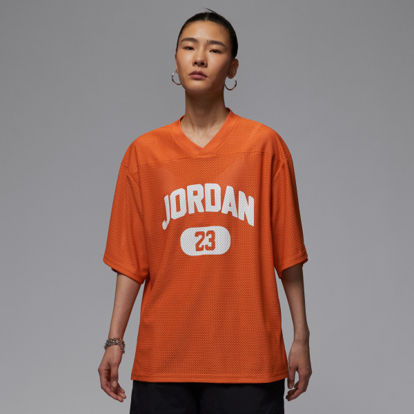 Jordan Mesh T Shirts Women's Orange V neck Moderate - View 1