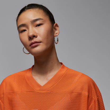 Jordan Mesh T Shirts Women's Orange V neck Moderate - View 3