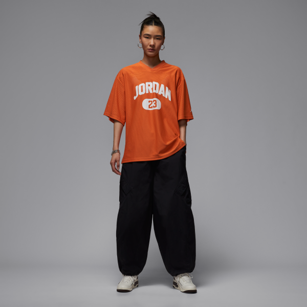 Jordan Mesh T Shirts Women's Orange V neck Moderate - View 7
