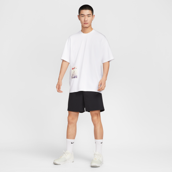 Nike T Shirts Men's White Crew Neck Moderate Straight Fit - View 6