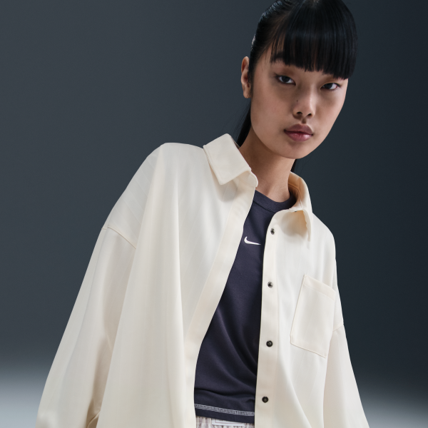 Nike Sportswear Women's Oversized Jacquard Striped Button Down Shirt - View 3