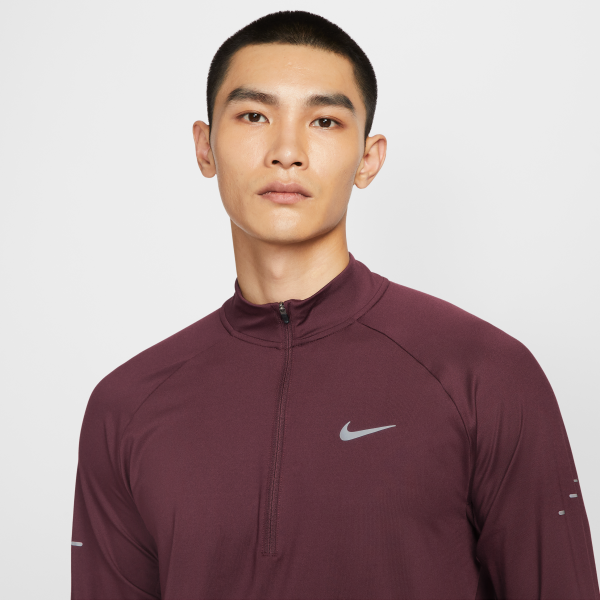 Nike Dri Fit T Shirts Men's Bright Burgundy Red Stand Collar Moderate - View 3