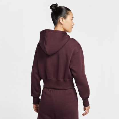 Nike NSW PHNX FLC CROP FZ HDY Jacket Women's Burgundy - View 2