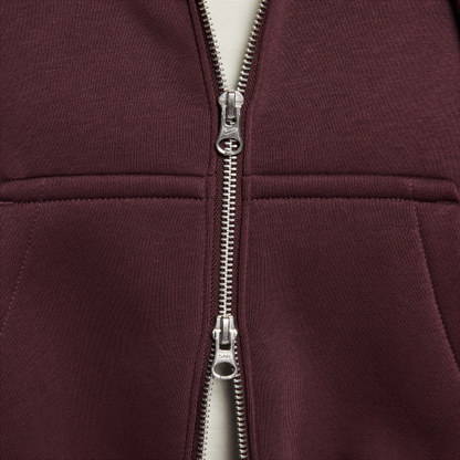 Nike NSW PHNX FLC CROP FZ HDY Jacket Women's Burgundy - View 6