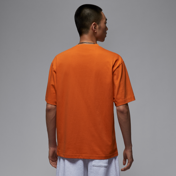 Jordan Brooklyn T Shirts Men's Seastar Orange/Sail White Crew Neck Moderate - View 2