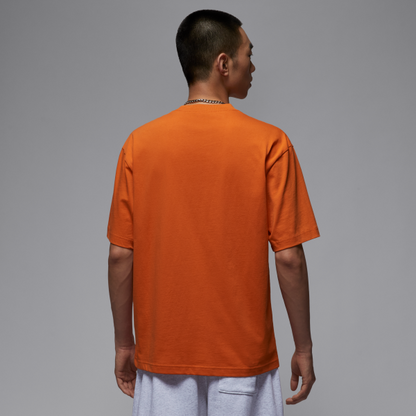 Jordan Brooklyn T Shirts Men's Seastar Orange/Sail White Crew Neck Moderate - View 2