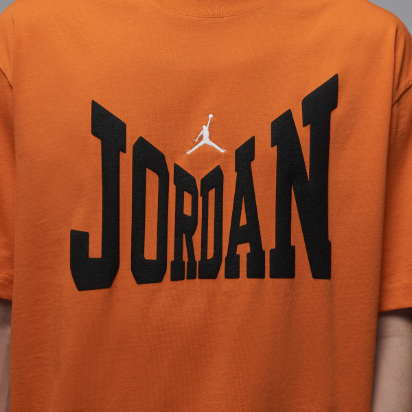 Jordan Brooklyn T Shirts Men's Seastar Orange/Sail White Crew Neck Moderate - View 4