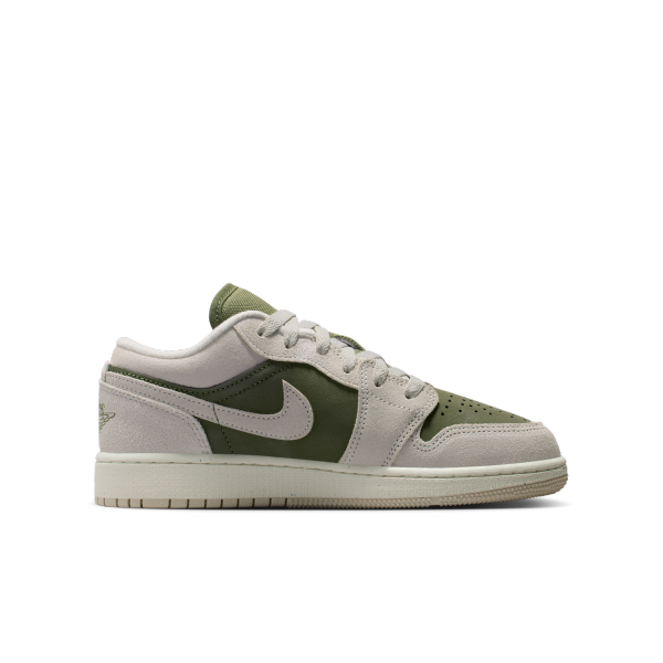 Jordan Air Jordan 1 Low top Children's Basketball Shoes Gray Green Unisex - View 3