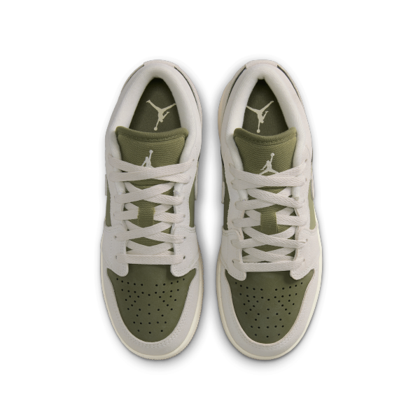 Jordan Air Jordan 1 Low top Children's Basketball Shoes Gray Green Unisex - View 4