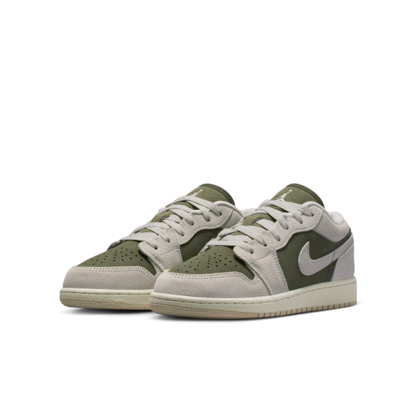 Jordan Air Jordan 1 Low top Children's Basketball Shoes Gray Green Unisex - View 5