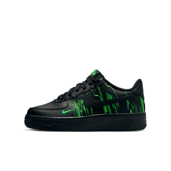 Nike Air Force 1 Low top Kids' Skateboarding Shoes Black/Green Teenagers - View 1