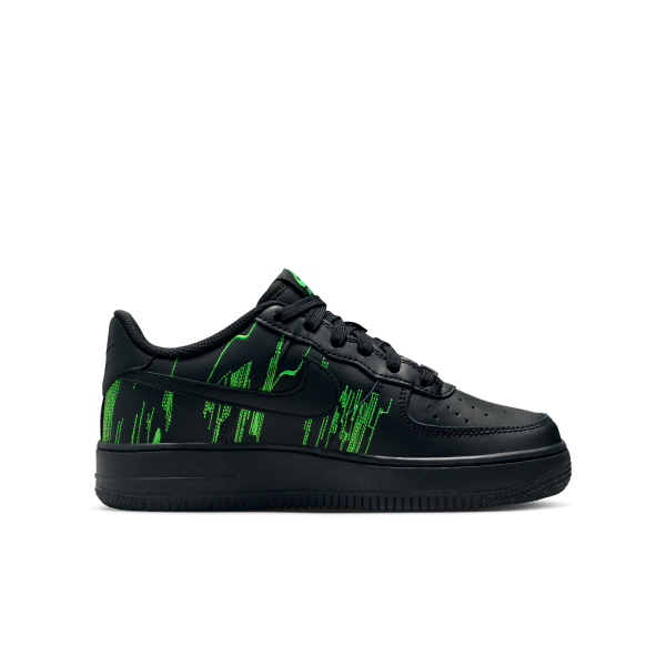 Nike Air Force 1 Low top Kids' Skateboarding Shoes Black/Green Teenagers - View 3