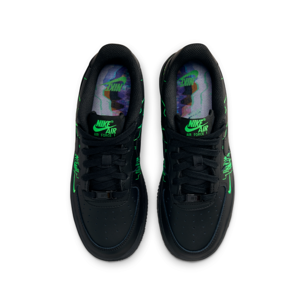 Nike Air Force 1 Low top Kids' Skateboarding Shoes Black/Green Teenagers - View 4