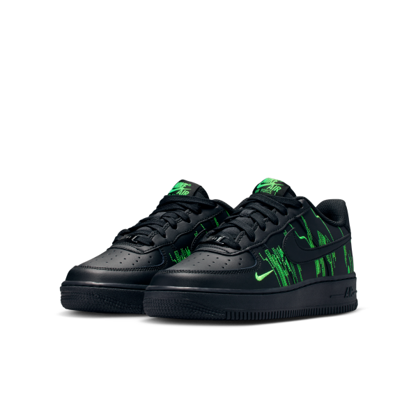 Nike Air Force 1 Low top Kids' Skateboarding Shoes Black/Green Teenagers - View 5