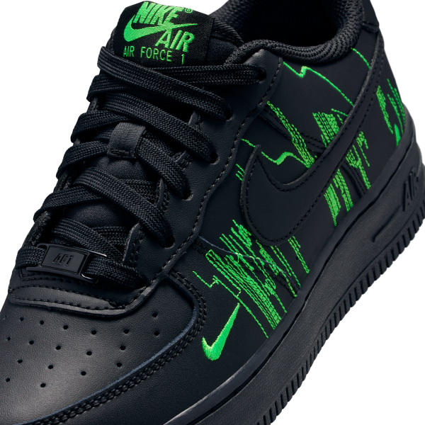 Nike Air Force 1 Low top Kids' Skateboarding Shoes Black/Green Teenagers - View 7