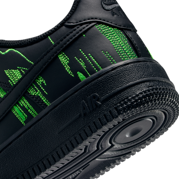 Nike Air Force 1 Low top Kids' Skateboarding Shoes Black/Green Teenagers - View 8