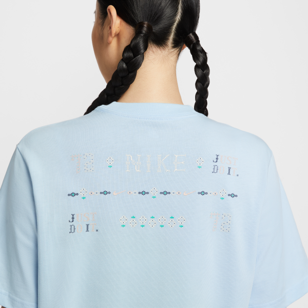 Nike T Shirts Women's Blue Crew Neck Moderate - View 5