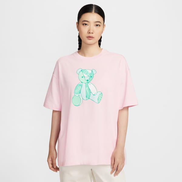 Nike T Shirts Women's Pink Crew Neck Moderate - View 1