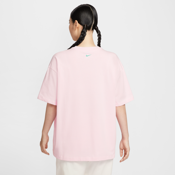 Nike T Shirts Women's Pink Crew Neck Moderate - View 2